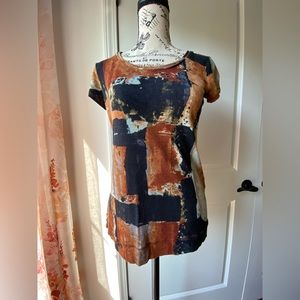Simply Vera Vera Wang Black Cream Rust short sleeve shirt. Size XS